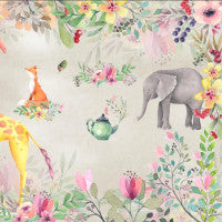 Giraffes, elephants, foxes, cute animal wallpaper murals