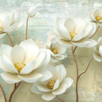 Wallpaper murals with elegant and pure white flowers