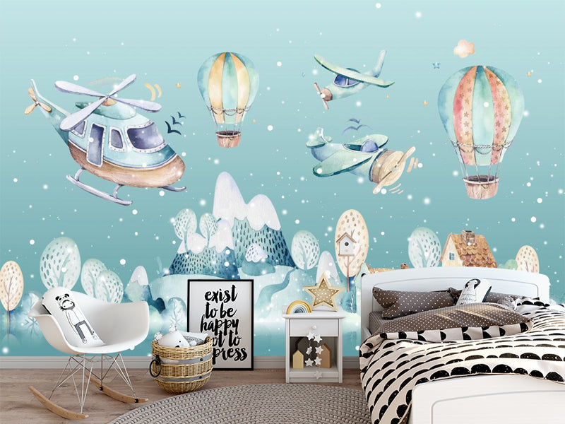 Wallpaper fresh and dreamy hot air balloons and small planes