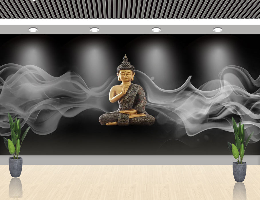 A serene Buddha statue, wallpaper and murals