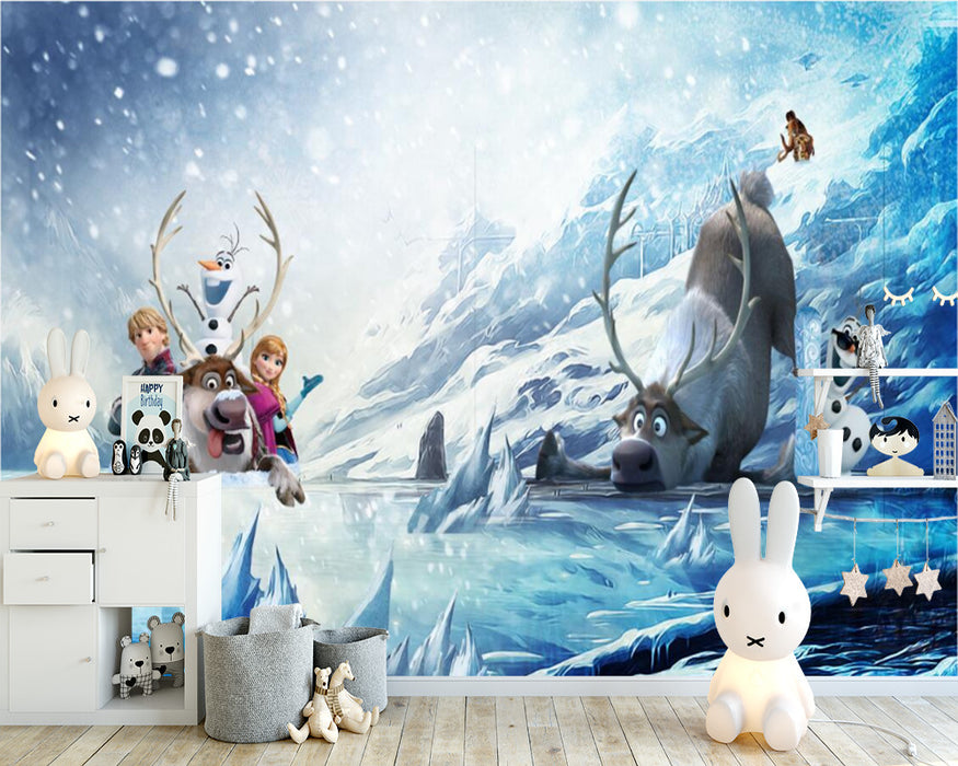 Xuebao and the protagonists frolic in the ice and snow mural