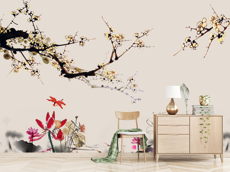 Elegant and charming lotus flowers, wallpaper and murals