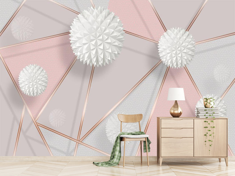 Rose gold geometric lines, wallpaper murals