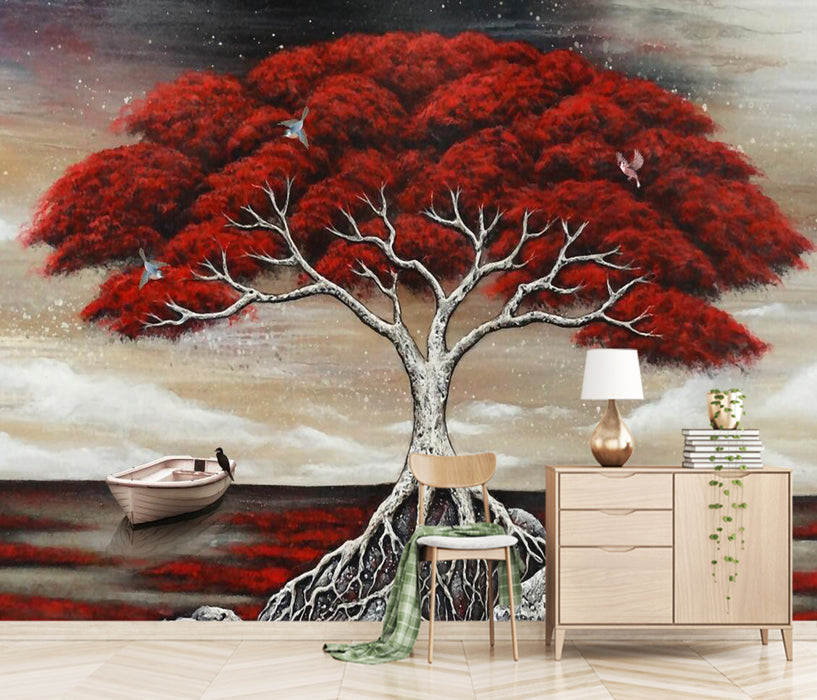 Proudly standing tall with red trees, wallpaper and murals