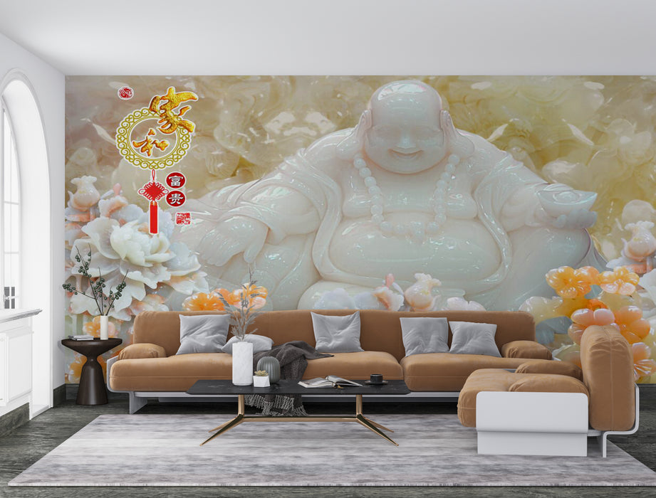 Wallpaper: A Maitreya Buddha statue/smiling/with a kind expression