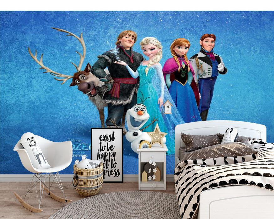 Elsa, Anna, Christophe, Reindeer, and Snow Treasure wallpaper murals