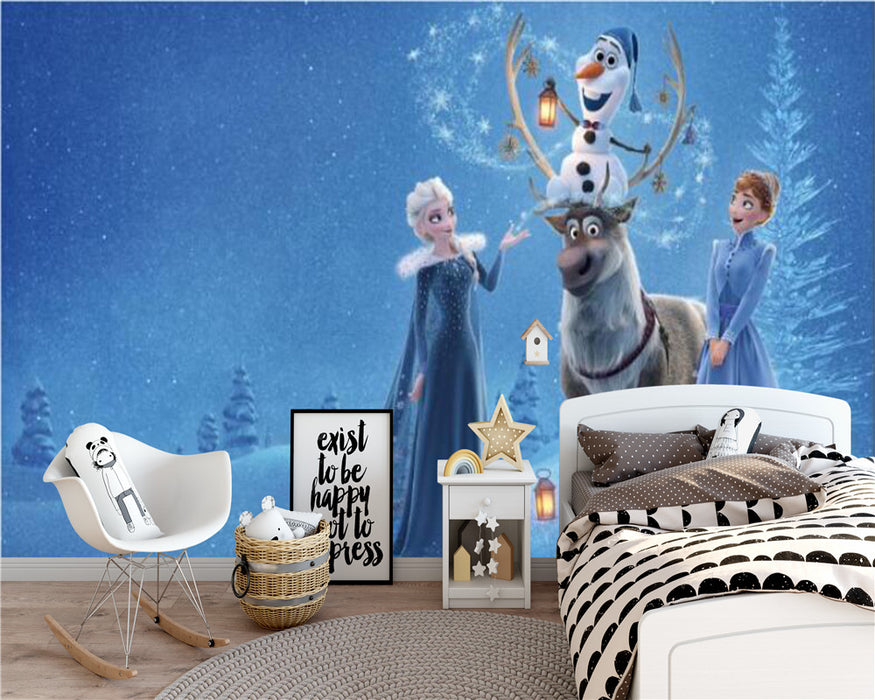 Elsa, Anna, and Snow Princess Wallpaper Murals