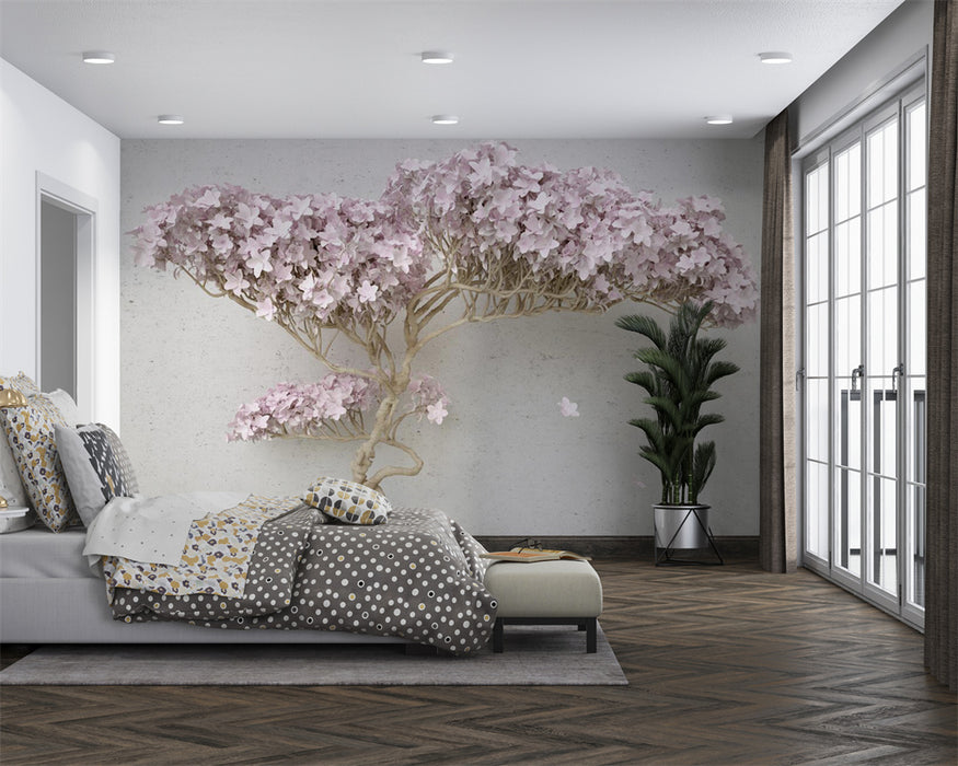 A tree full of pink flowers, wallpaper and murals