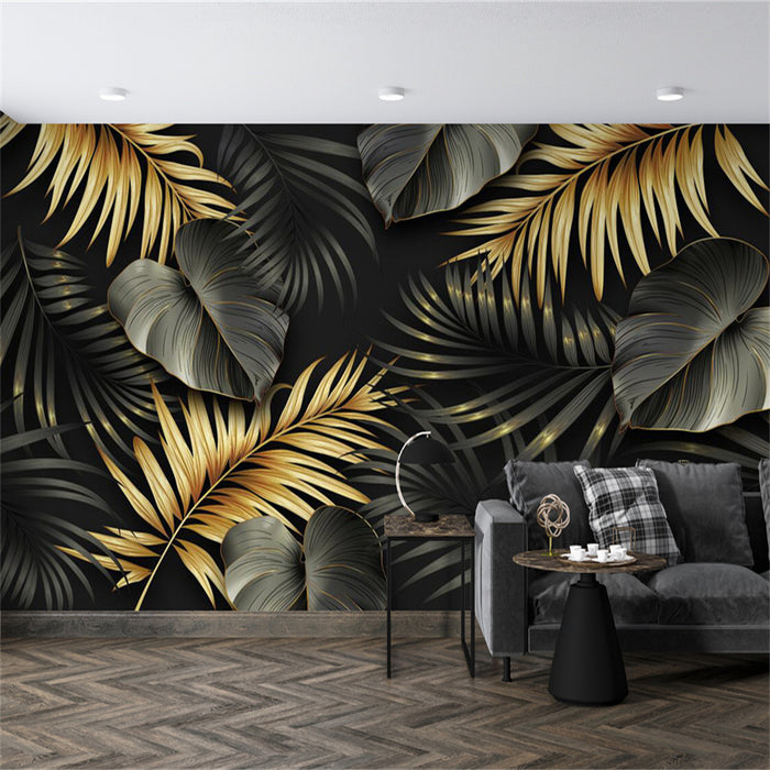 Tropical plant leaf wallpaper mural