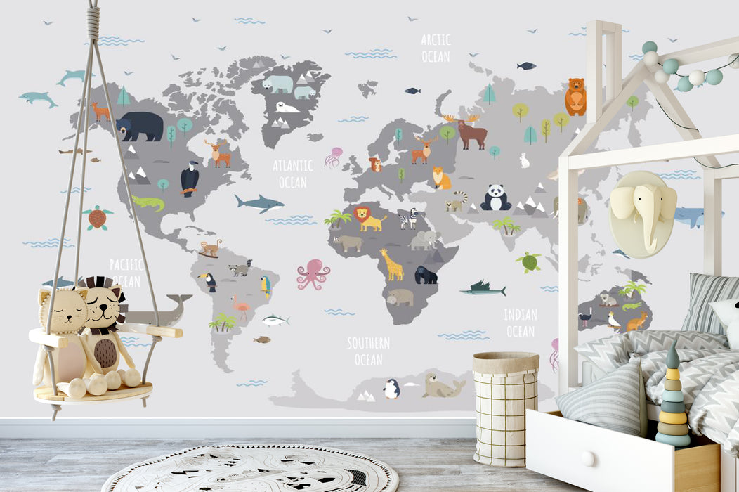 A world map of children's home wallpaper