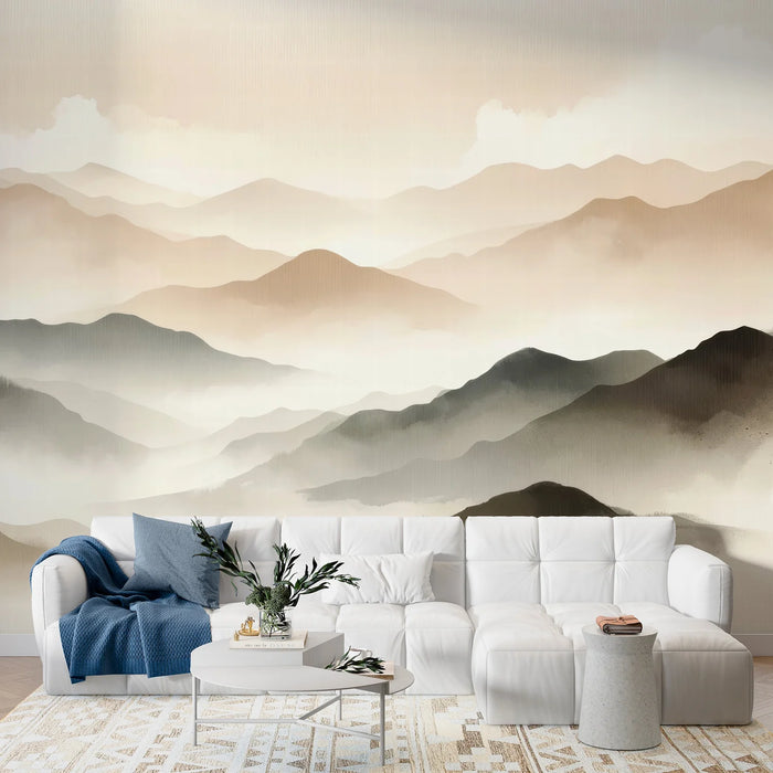 The mountains and clouds are faintly visible, wallpaper and murals