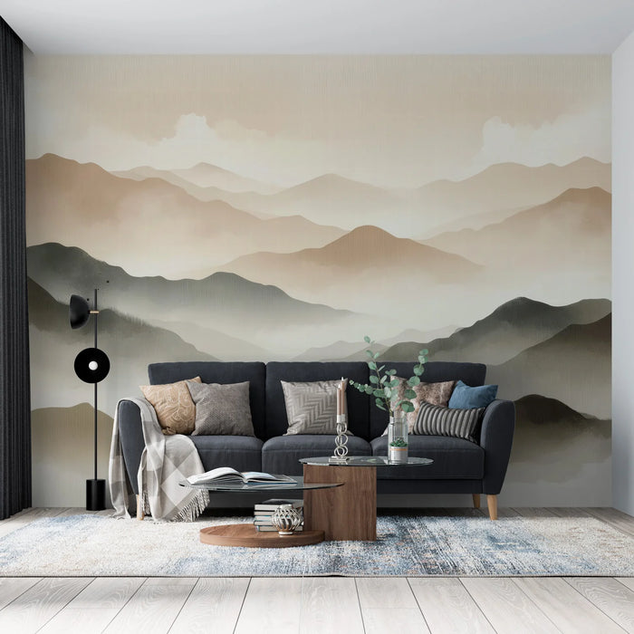 The mountains and clouds are faintly visible, wallpaper and murals