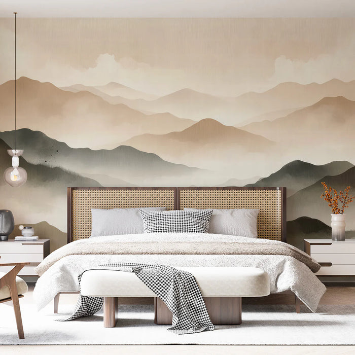 The mountains and clouds are faintly visible, wallpaper and murals