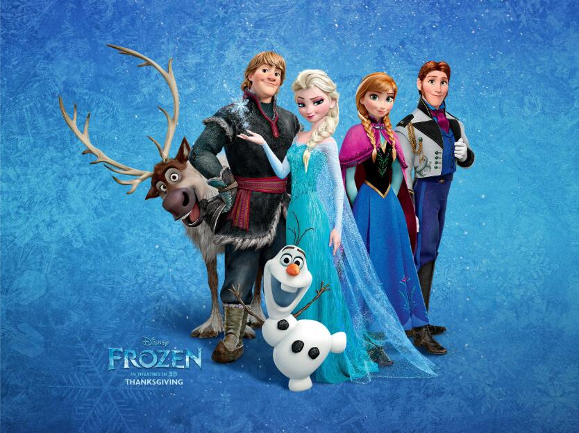 Elsa, Anna, Christophe, Reindeer, and Snow Treasure wallpaper murals