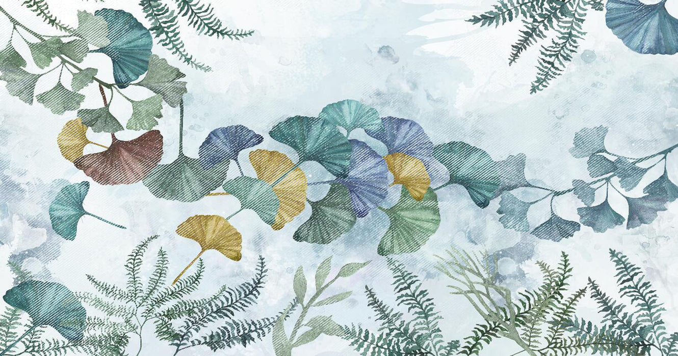 Wallpaper featuring fresh and natural ginkgo leaves