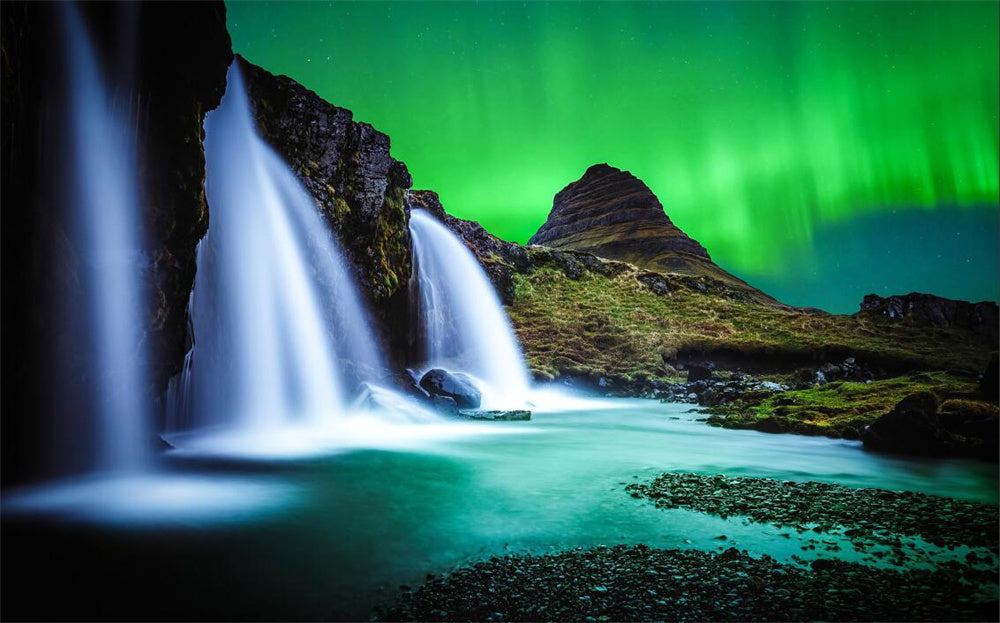 Dreamy and illusory natural landscape waterfall wallpaper