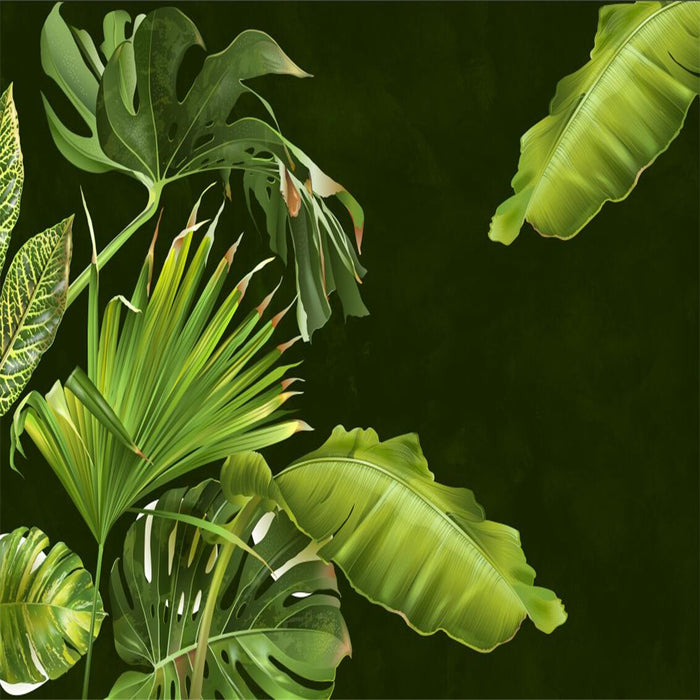 Green tropical plant wallpaper mural