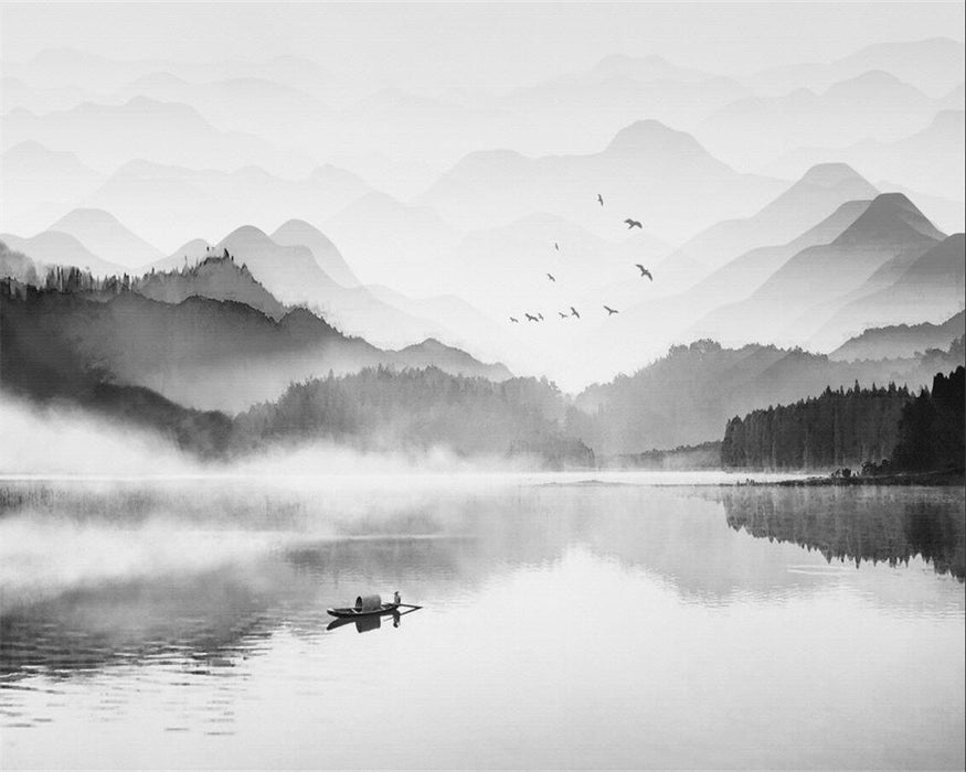 Peaceful lakes and flying birds wallpaper