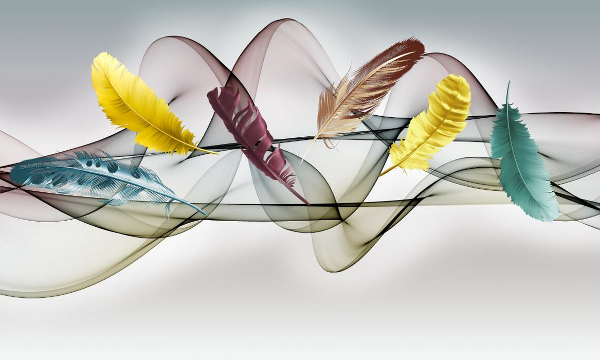 Colorful Feather Wallpaper Dancing with the Wind