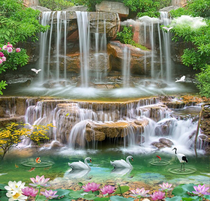 Wallpaper Landscape Waterfall Mural Painting