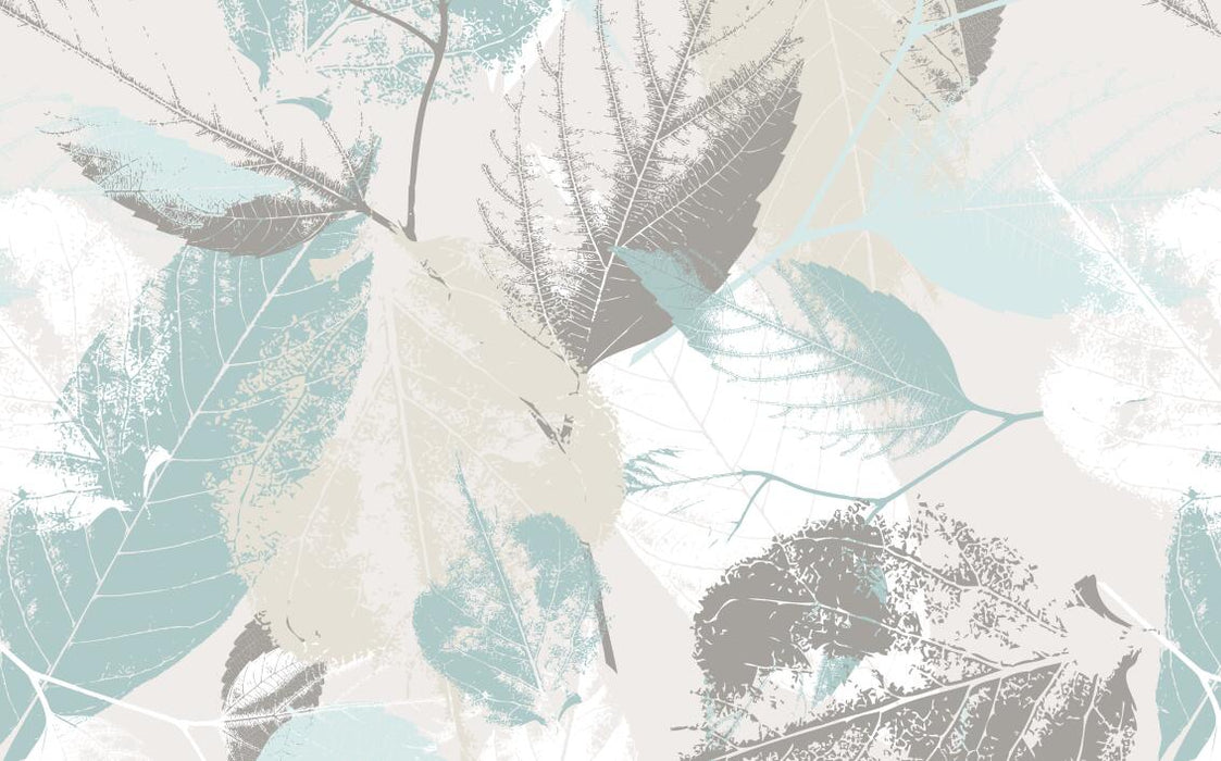 Wallpaper with leaf patterns of various shapes and sizes