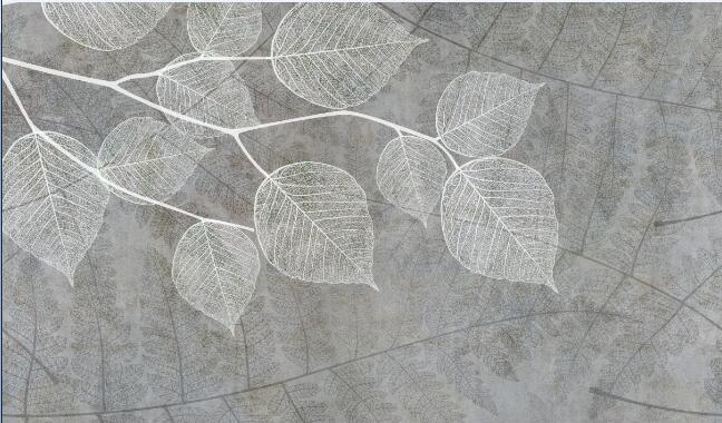 Wallpaper with simple and elegant white leaf vein pattern