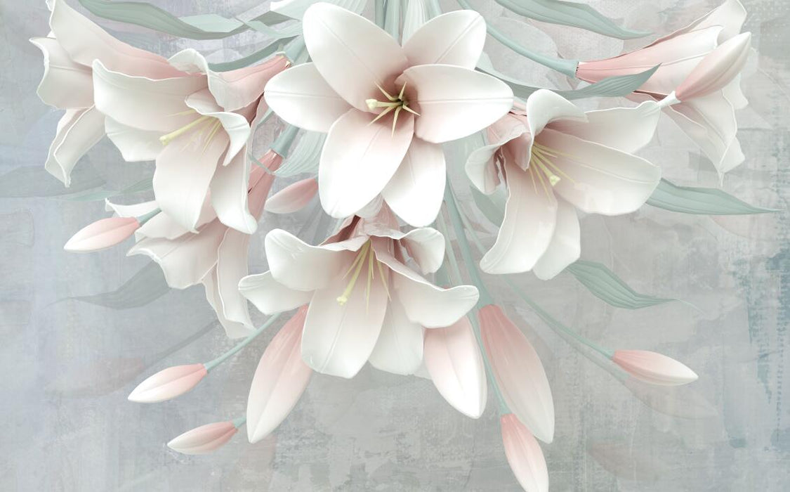 White lilies blooming in wallpaper