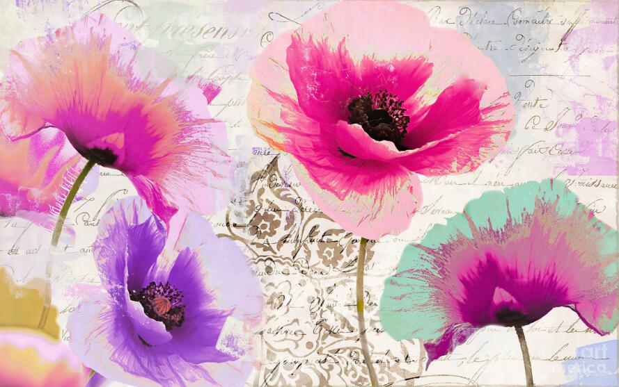 Colorful flowers on a soft background wallpaper mural