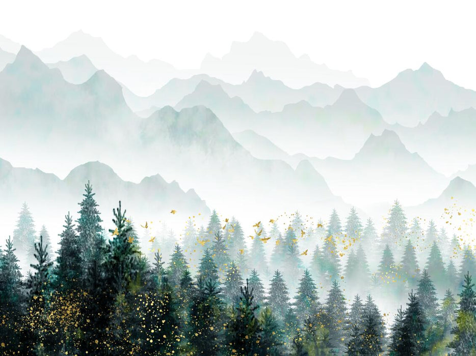 Wallpaper/Mural Painting/Thick Green Pine Trees