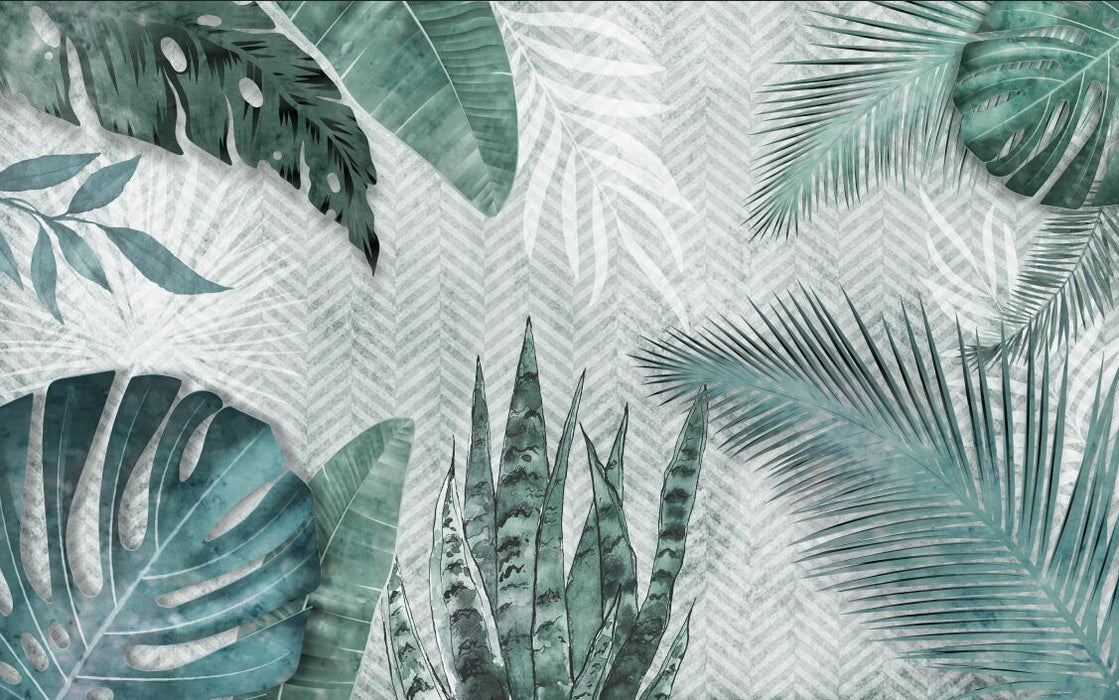 Wallpaper/Mural Painting/Various Forms of Tropical Plant Leaves