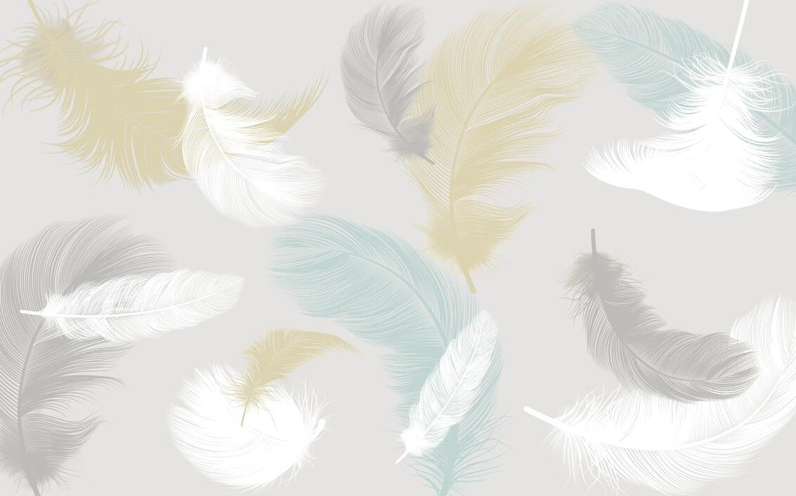 Wallpaper with elegant beige light feathers