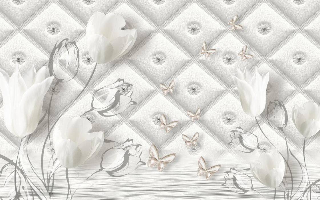 Elegant and romantic diamond patterned wallpaper design