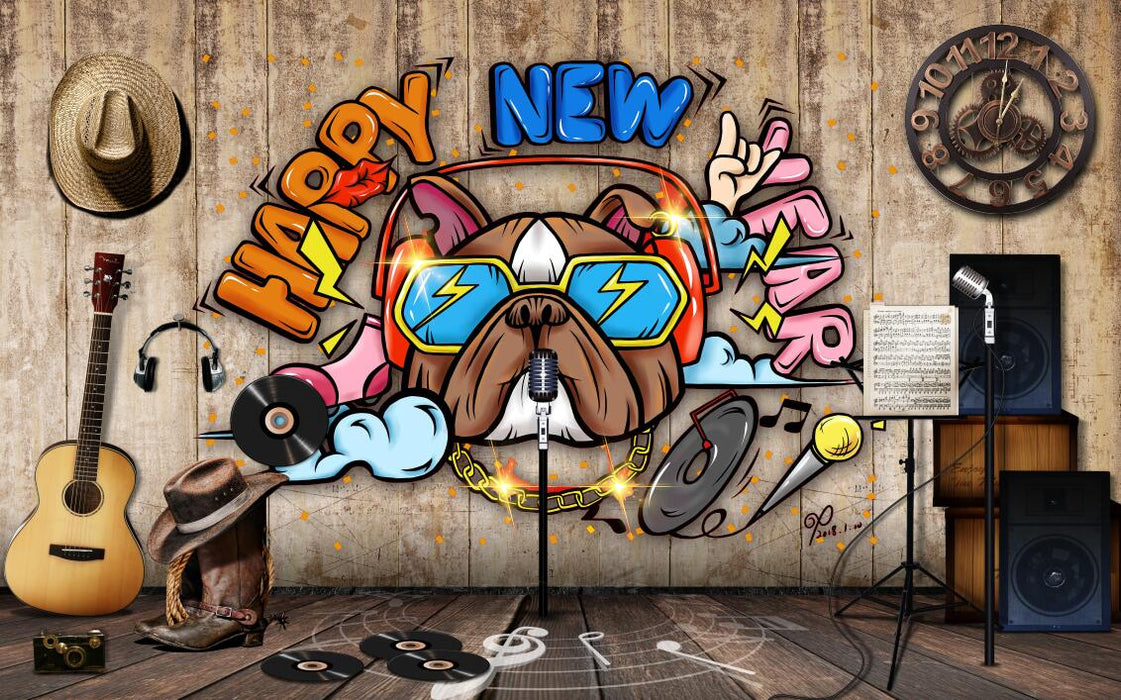 Home wallpaper murals are filled with the joyful atmosphere of the New Year, wearing cool eyes