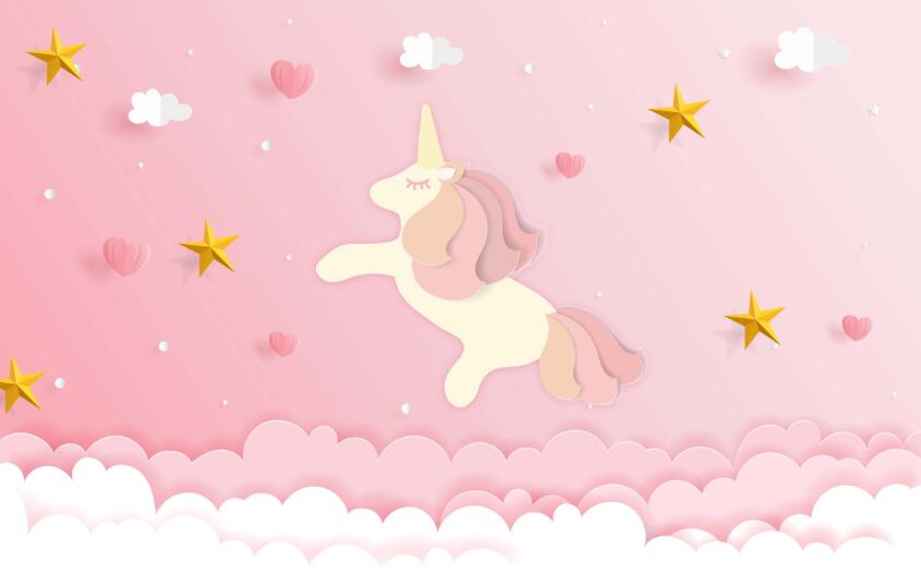 Pink background unicorn dream wallpaper mural