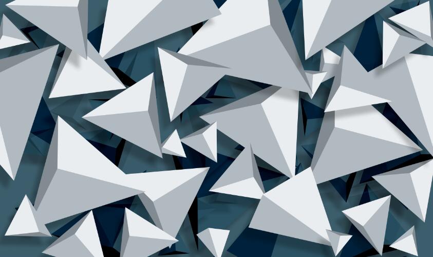 Geometric triangle three-dimensional wallpaper mural