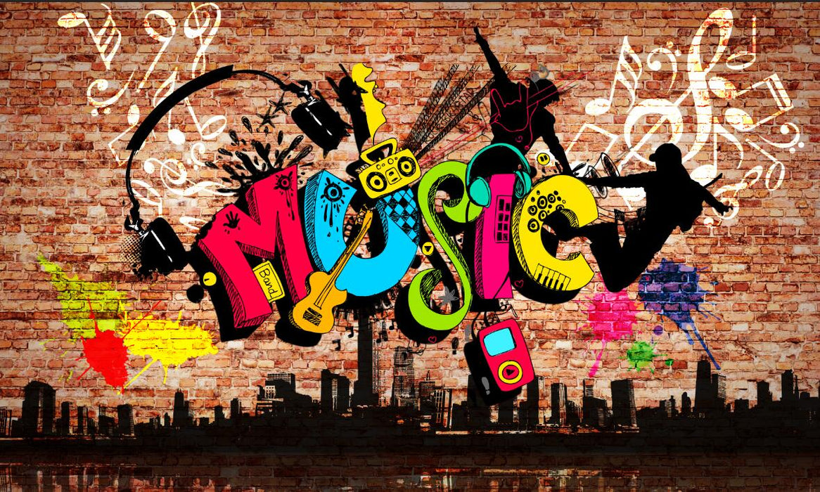 Colorful music graffiti wallpaper murals