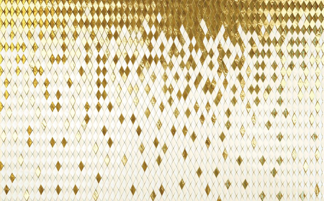 Golden diamond patterned wallpaper mural