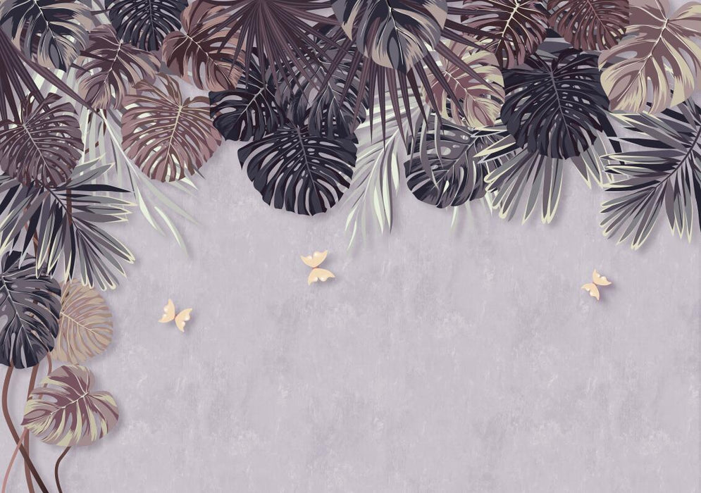 Leaf wallpaper mural of tropical plants