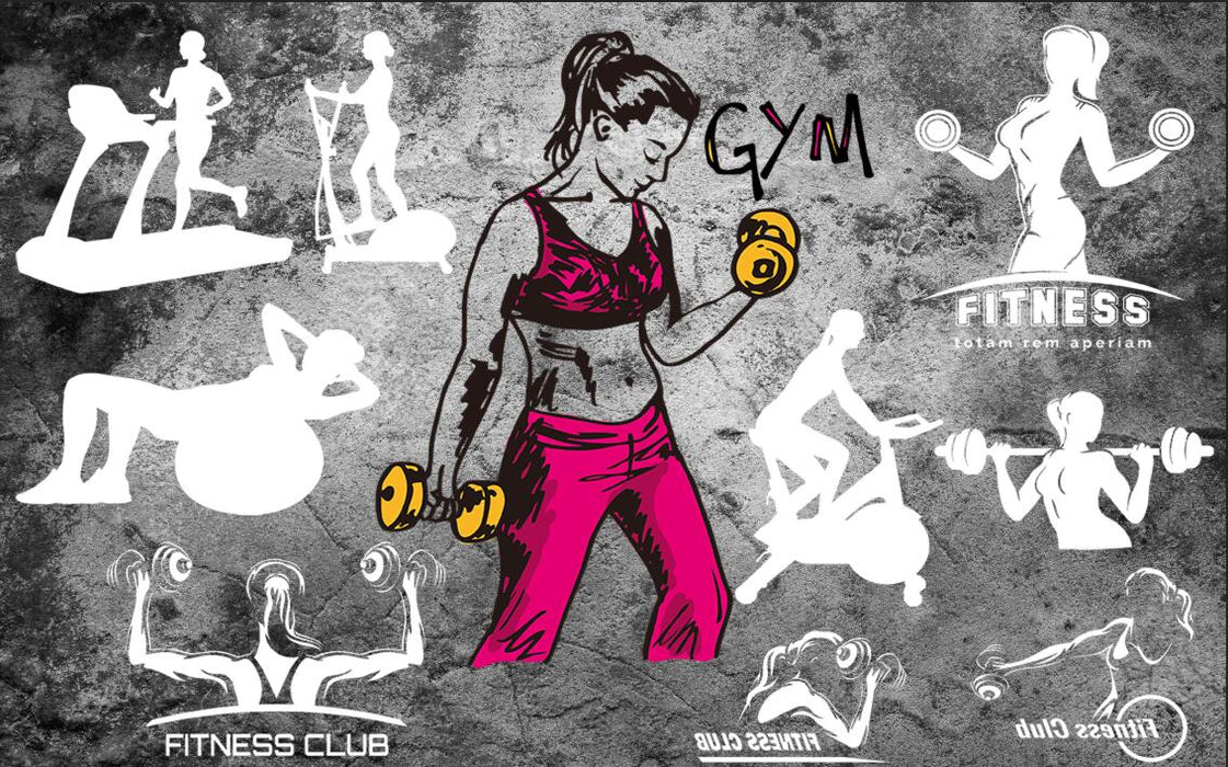 Multiple fitness action wallpapers and murals