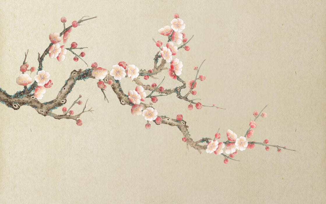 Blooming plum blossom wallpaper mural