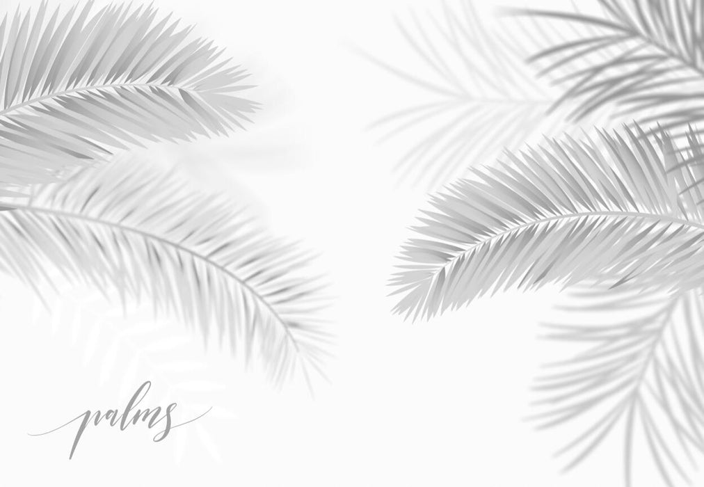 Wallpaper with a few palm leaves outlined in simple lines