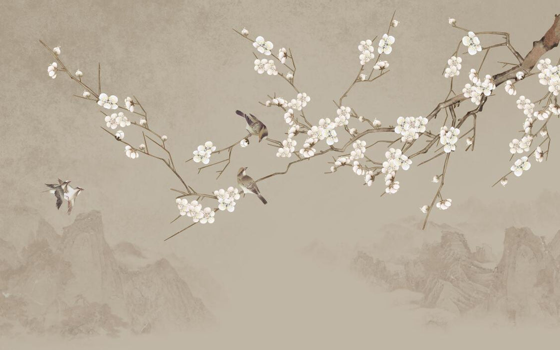 Wallpaper: A blooming white plum blossom