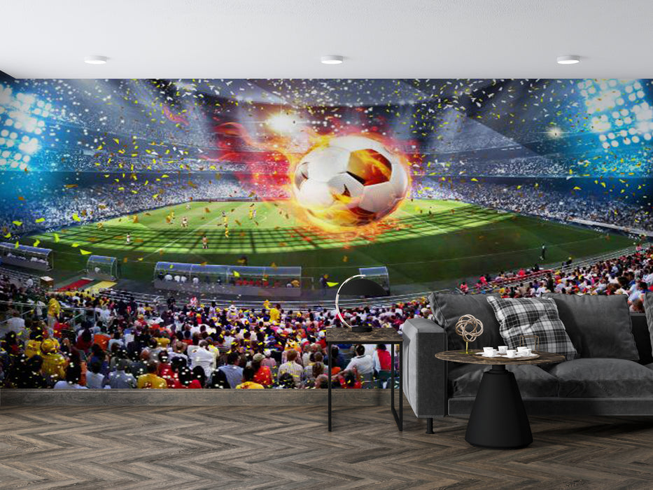 Wallpaper murals, lively football field scenes