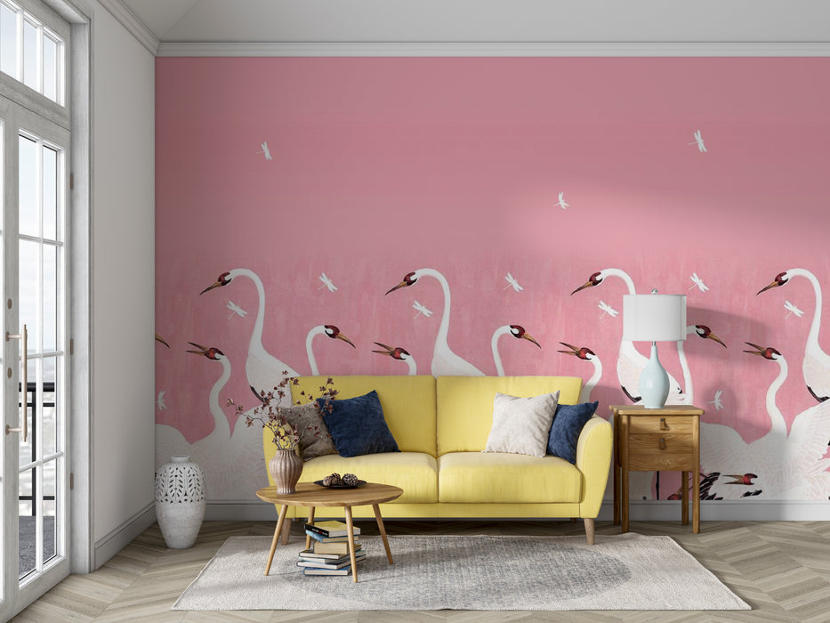 Home wallpaper is full of romantic and elegant cranes