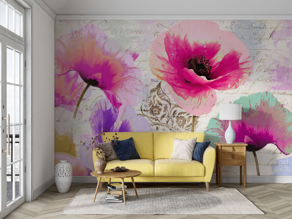 Colorful flowers on a soft background wallpaper mural