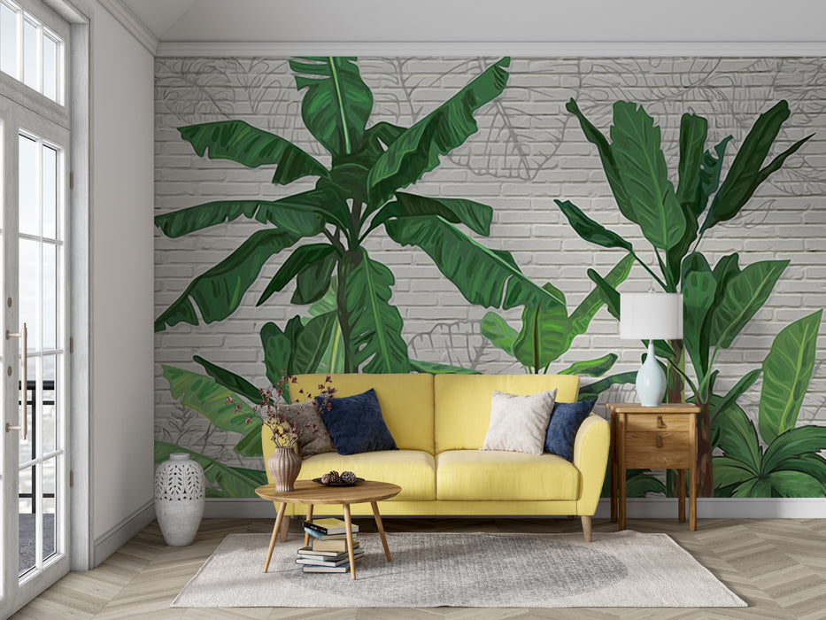 Wallpaper murals, natural vitality, lush green banana trees