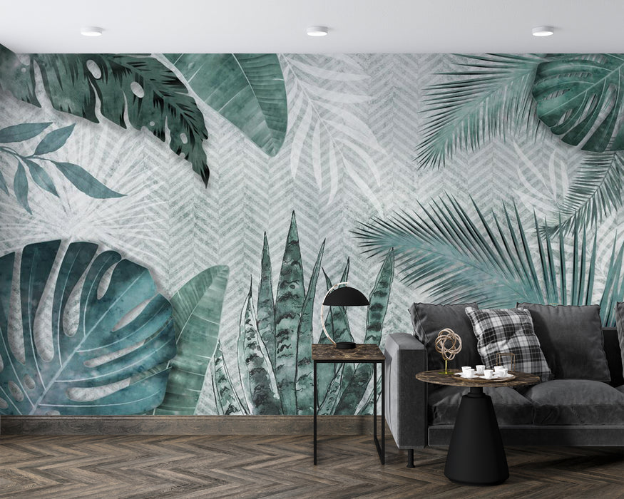 Wallpaper/Mural Painting/Various Forms of Tropical Plant Leaves