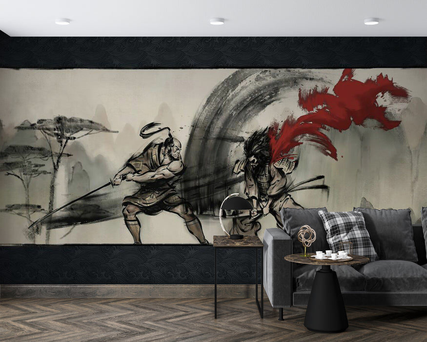 Wallpaper/Mural Painting/Light Ink Rendering of Landscape