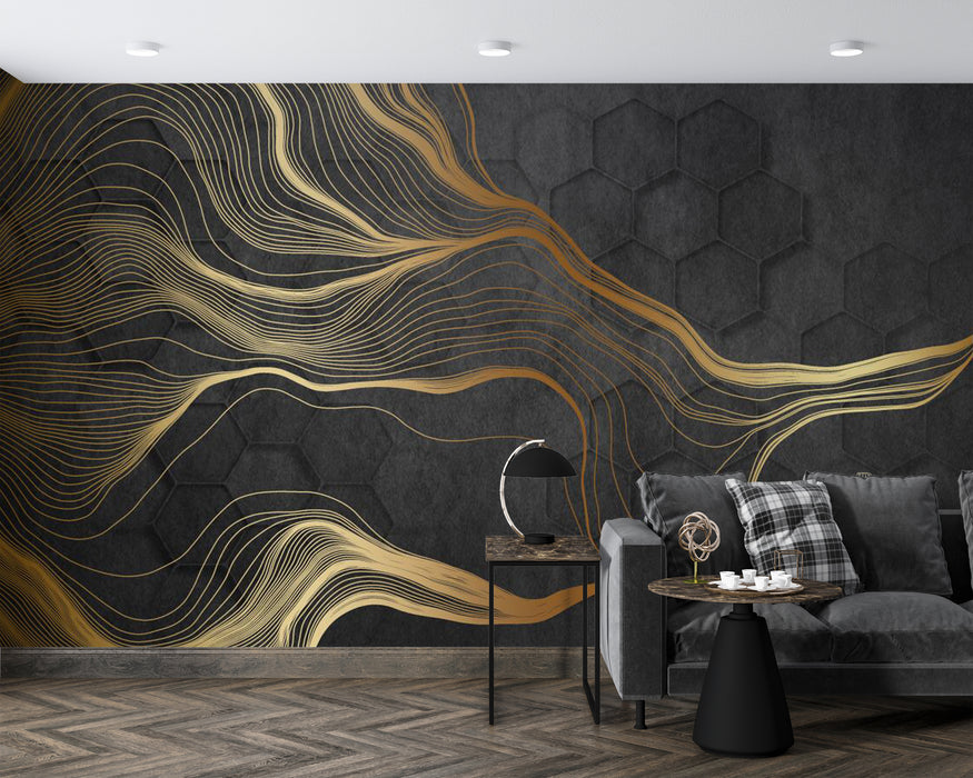 Wallpaper/Mural/Golden Streamlined Background Wall