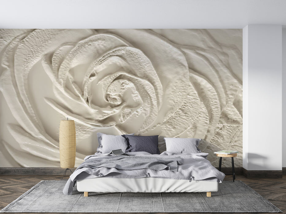 Elegant three-dimensional rose mural wallpaper